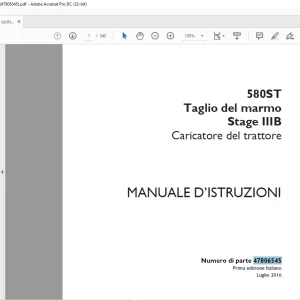 Case 580ST Taglio del marmo Stage IIIB Caricatore del trattore MANUALE D’ISTRUZIONI 47806545 - PDF DOWNLOAD (Italian)