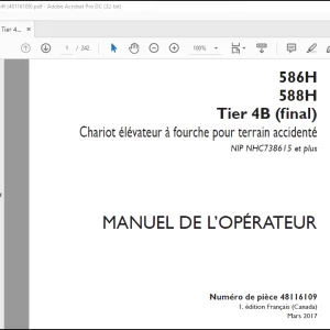 Case 586H 588H Tier 4B (final) Chariot élévateur à fourche pour terrain accidenté MANUEL DE L’OPÉRATEUR(48116109) - PDF DOWNLOAD (French)