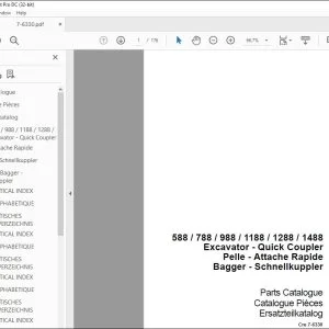 Case 588 788 988 1188 1288 1488 Excavator Quick Coupler Parts Catalogue Manual 7-6330 - PDF DOWNLOAD