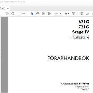 Case 621G 721G Stage IV Hjullastare FÖRARHANDBOK Manual(51575985)  - PDF DOWNLOAD (Swedish)