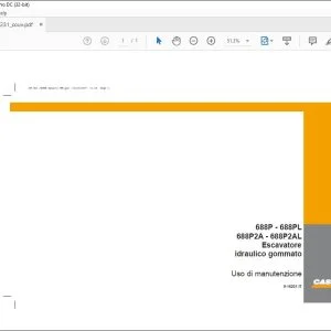 Case 688P 688PL 688P2A 688P2AL Escavatore idraulico gommato Uso di manutenzione 9-16231 - PDF DOWNLOAD (Italian)