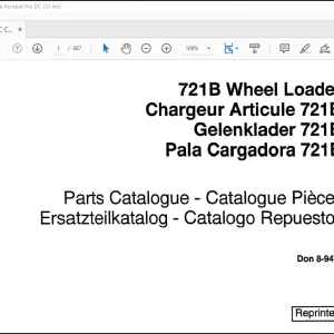 Case 721 B Wheel Loader Parts Catalogue Manual(8-9471) -  PDF DOWNLOAD