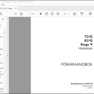 Case 721G 821G Stage V Hjullastare FÖRARHANDBOK(51481778)  - PDF DOWNLOAD (Swedish)