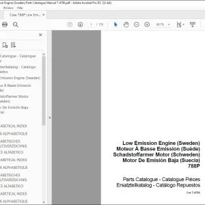 Case 788P Low Emission Engine (Sweden) Parts Catalogue Manual 7-4790 - PDF DOWNLOAD