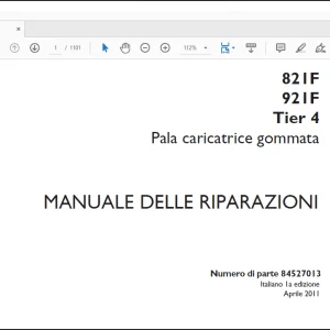 Case 821F 921F Tier 4 Pala caricatrice gommata MANUALE DELLE RIPARAZIONI(84527013) - PDF DOWNLOAD (Italian)