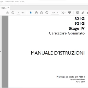 Case 821G 921G Stage IV Caricatore Gommato MANUALE D’ISTRUZIONI(51576064) - PDF DOWNLOAS (Italian)