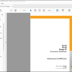 Case 821G 921G Stage IV Caricatore Gommato MANUALE D’OFFICINA(48082202) - PDF DOWNLOAD (Italian)