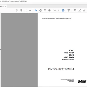 Case 836C 836C AWD 856C 856C AWD Motolivellatrice MANUALE D’ISTRUZIONI 47654853 - PDF DOWNLOAD (Italian)