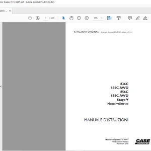Case 836C 836C AWD 856C 856C AWD Stage V Motolivellatrice MANUALE D’ISTRUZIONI 51518447 - PDF DOWNLOAD (Italian)