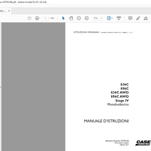 Case 836C 856C 836C AWD 856C AWD Stage IV Motolivellatrice MANUALE D’ISTRUZIONI 47976146 - PDF DOWNLOAD (Italian)