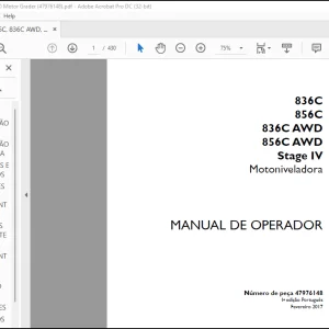Case 836C 856C 836C AWD 856C AWD Stage IV Motoniveladora MANUAL DE OPERADOR 47976148  -  PDF DOWNLOAD (Portuguese)