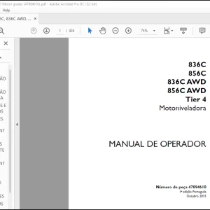 Case 836C 856C 836C AWD 856C AWD Tier 4 Motoniveladora MANUAL DE OPERADOR 47894610 - PDF DOWNLOAD (Portuguese)