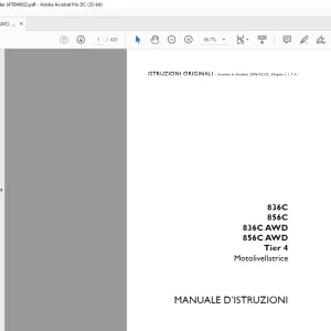 Case 836C 856C 836C AWD 856C AWD Tier 4 Motolivellatrice MANUALE D’ISTRUZIONI 47894602 - PDF DOWNLOAD (Italian)
