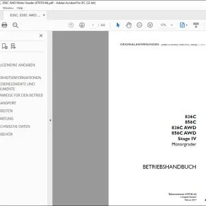 Case 836C 856C 836C AWD856C AWD Stage IV Motorgrader BETRIEBSHANDBUCH 47976144 - PDF DOWNLOAD (German)