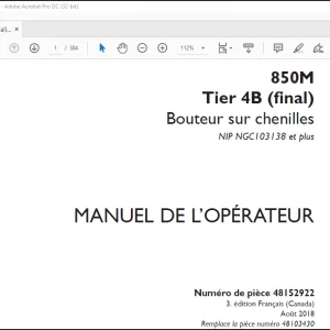Case 850M Tier 4B (final) Bouteur sur chenilles MANUEL DE L’OPÉRATEUR(48152922) - PDF DOWNLOAD (French)