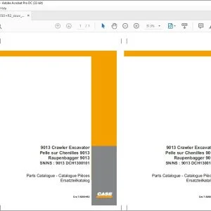 Case 9013 Crawler Excavator Parts Catalogue Manual 7-5250+R2 - PDF DOWNLOAD