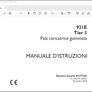Case 921E Tier 3 Pala caricatrice gommata MANUALE D'ISTRUZIONI(84377246) - PDF DOWNLOAD (Italian)