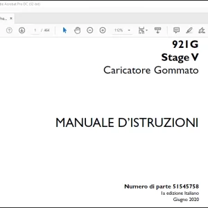 Case 921G Stage V Caricatore Gommato MANUALE D’ISTRUZIONI(51545758) - PDF DOWNLOAD (Italian)