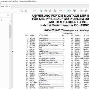 Case ANWEISUNG FÜR DIE MONTAGE DER BAUSÄTZE FÜR DEN KREISLAUF MIT KLEINEM DURCHSATZ AUF DEM BAGGER CX130 - PDF DOWNLOAD (German)