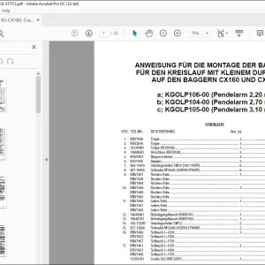 Case ANWEISUNG FÜR DIE MONTAGE DER BAUSÄTZE FÜR DEN KREISLAUF MIT KLEINEM DURCHSATZ AUF DEN BAGGERN CX160 UND CX180 - PDF DOWNLOAD (German)