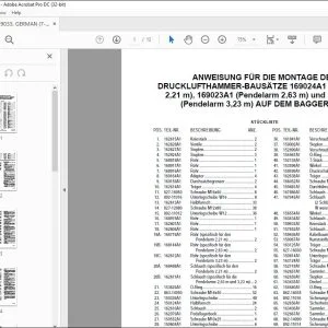 Case ANWEISUNG FÜR DIE MONTAGE DER DRUCKLUFTHAMMER-BAUSÄTZE 169024A1 169023A1 und 169022A1 AUF DEM BAGGER 9033 - PDF DOWNLOAD (German)