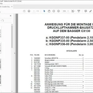 Case ANWEISUNG FÜR DIE MONTAGE DER DRUCKLUFTHAMMER-BAUSÄTZE AUF DEM BAGGER CX130 - PDF DOWNLOAD (German)