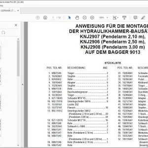 Case ANWEISUNG FÜR DIE MONTAGE DER HYDRAULIKHAMMER-BAUSÄTZE KNJ2907 KNJ2906 KNJ2908 AUF DEM BAGGER 9013 - PDF DOWNLOAD (German)