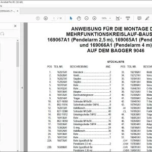 Case ANWEISUNG FÜR DIE MONTAGE DER MEHRFUNKTIONSKREISLAUF-BAUSÄTZE 169067A1 169065A1 und 169066A1 AUF DEM BAGGER 9046 - PDF DOWNLOAD (German)