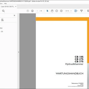 Case CB18S CB27S CB37S Hydraulikhammer WARTUNGSHANDBUCH 51562824 - PDF DOWNLOAD (German)