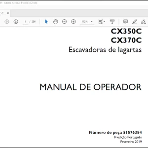 Case CX350C CX370C Escavadoras de lagartas MANUAL DE OPERADOR (51576384)-PDF DOWNLOAD (Portuguese)