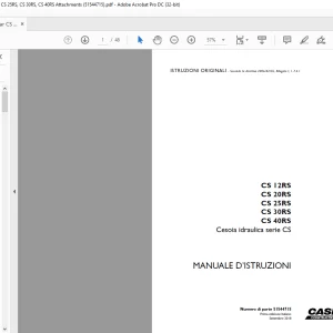 Case CS 12RS CS 20RS CS 25RSCS 30RS CS 40RS Cesoia idraulica serie CS MANUALE D’ISTRUZIONI 51544715 - PDF DOWNLOAD (Italian)