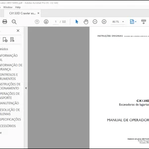 Case CX130 Escavadoras de lagartas MANUAL DE OPERADOR(48073449)-PDF DOWNLOAD (Portuguese)