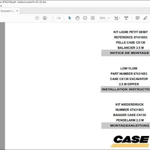 Case CX130 Excavator Low Flow 2.5 M Installation Instructions Manual 87431653 EN_FR_DE - PDF DOWNLOAD