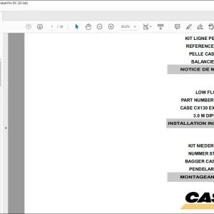 Case CX130 Excavator Low Flow 3.0 M Dipper Installation Instructions Manual 87431656 EN_FR_DE - PDF DOWNLOAD