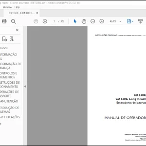 Case CX130C CX130C Long Reach Escavadoras de lagartas MANUAL DE OPERADOR(47873263) - PDF DOWNLOAD (Portuguese)
