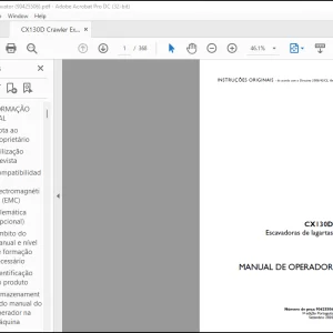 Case CX130D Escavadoras de lagartas MANUAL DE OPERADOR(90425506) - PDF DOWNLOAD (Portuguese)