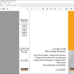 Case CX15B CX18B Mini Crawler Excavator Service Parts Catalogue Manual 84413777 en_fr_es_it_de_pt - PDF DOWNLOAD