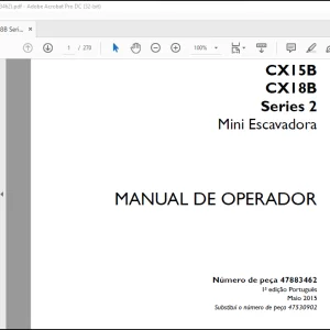 Case CX15B CX18B Series 2 Mini Escavadora MANUAL DE OPERADOR(47883462)- PDF DOWNLOAD (Portuguese)