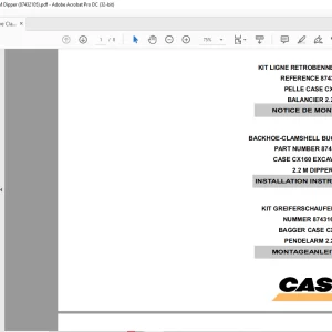 Case CX160 Backhoe Clamshell Bucket Line Kit 2.2M Dipper ASSEMBLY INSTRUCTIONS Manual 87432105 - PDF DOWNLOAD (EN-IT-ES-DE-FR-PT-NL-DAN-AR)