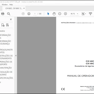 Case CX160C CX180C Escavadoras de lagartas MANUAL DE OPERADOR(47571138)- PDF DOWNLOAD (Portuguese)