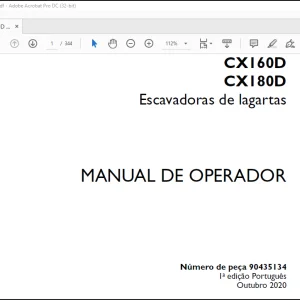 Case CX160D CX180D Escavadoras de lagartas MANUAL DE OPERADOR(90435134) - PDF DOWNLOAD (Portuguese)