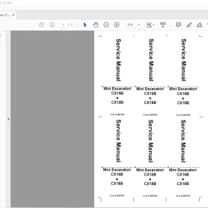 Case CX16B e CX18B Mini Escavatori Service Manual 9-88700 - PDF DOWNLOAD (Italian)