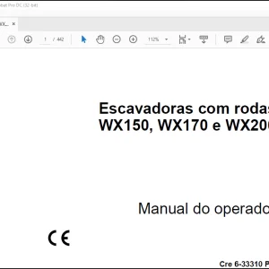 Case Escavadoras com rodas WX150, WX170 e WX200 Manual do operador(6-33310 PG)- PDF DOWNLOAD (Portuguese)