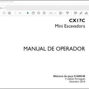 Case CX17C Mini Escavadora MANUAL DE OPERADOR(51680348)- PDF DOWNLOAD (Portuguese)