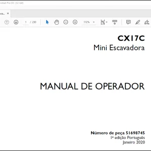 Case CX17C Mini Escavadora MANUAL DE OPERADOR(51698745)- PDF DOWNLOAD (Portuguese)