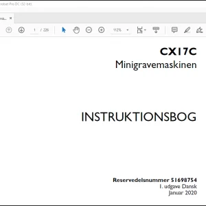 Case CX17C Minigravemaskinen INSTRUKTIONSBOG(51698754) - PDF DOWNLOAD (Danish)