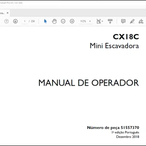 Case CX18C Mini Escavadora MANUAL DE OPERADOR(51557370)- PDF DOWNLOAD (Portuguese)