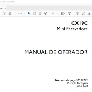 Case CX19C Mini Escavadora MANUAL DE OPERADOR(90361762)- PDF DOWNLOAD (Portuguese)