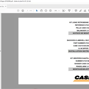 Case CX210 Backhoe Clamshell Bucket Line Kit 3.0M Dipper ASSEMBLY INSTRUCTIONS Manual 87432099 - PDF DOWNLOAD (EN-IT-ES-DE-FR-PT-NL-DAN-AR)