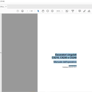 Case CX210, CX230 e CX240  Escavatori cingolati Manuale dell'operatore 6-31773 - PDF DOWNLOAD (Italian)